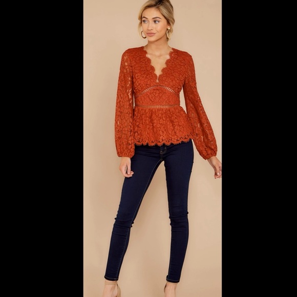 NWT: endless rose burnt orange lace top - Picture 5 of 5